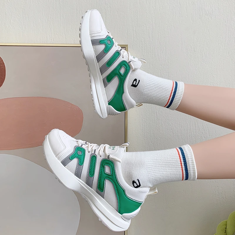 

Женские массивные кроссовки из сетчатого материала, модная дышащая удобная спортивная обувь на платформе для бега, повседневная обувь для ...