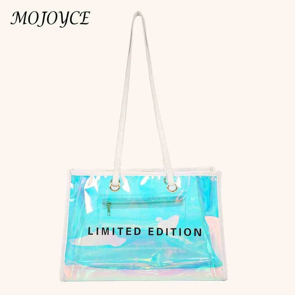 

Female Casual Laser PVC Clear Summer Holiday Beach Portable Clutch Tote Bags
