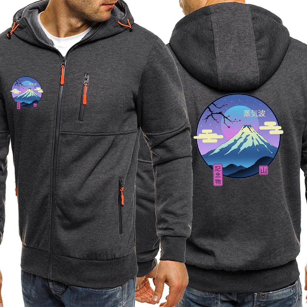 

Japanese Vapor Landscape Square Art Print Mens Hoodies Zip Up Vintage Hoodie Autumn Loose Zipper Sweatshirt Fleece Men Clothing