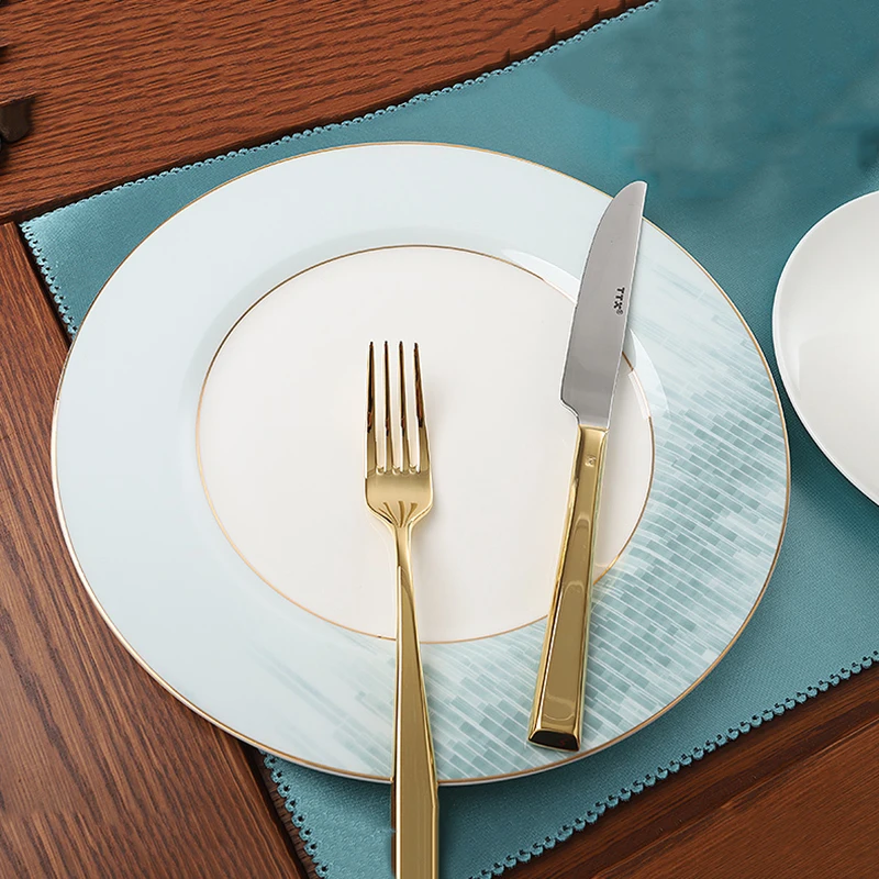 

Nordic Luxury Round Dinner Porcelain Plate Sets Wedding Kitchen Bone China Porcelain Dinner Sets Hospitality Vajilla Tableware