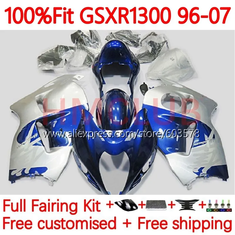 

Injection For SUZUKI Hayabusa blue silver GSXR1300 GSXR 1300 CC 1996 1997 1998 1999 2000 2001 02 03 04 05 06 07 Fairing 105No.92