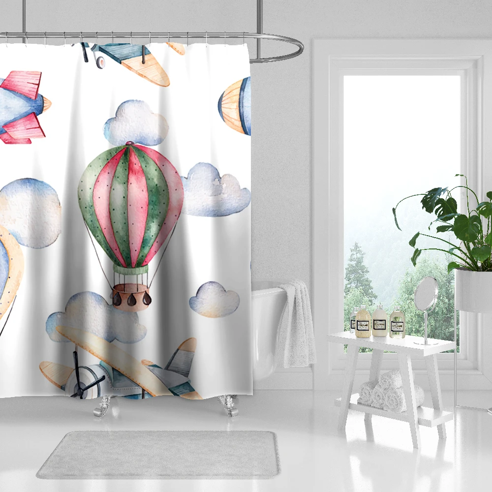 

Colorful Fresh Landscape Shower Curtains Bathroom Curtain Frabic Waterproof Polyester Bath Curtain with Hooks