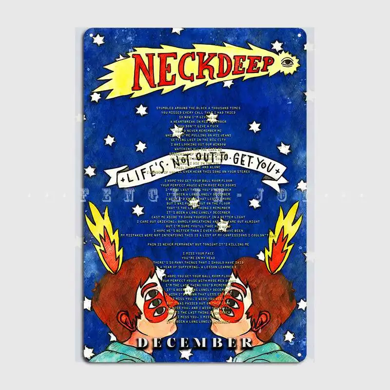 

December Lyric Neck Deep Metal Sign Cinema Garage Pub Garage Classic Plates Tin Sign Posters