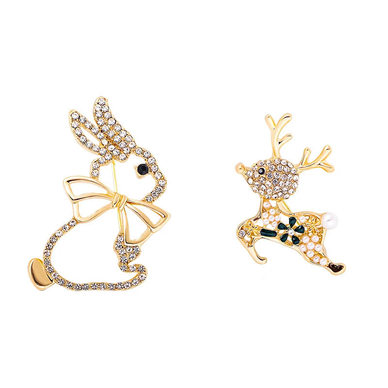 

Zodiac Rabbit Bunny Rhinestone Golden Animal Brooches Pins Corsage Scarf Clips Safety Pin Women Girls Vintage Clothing Decoratio