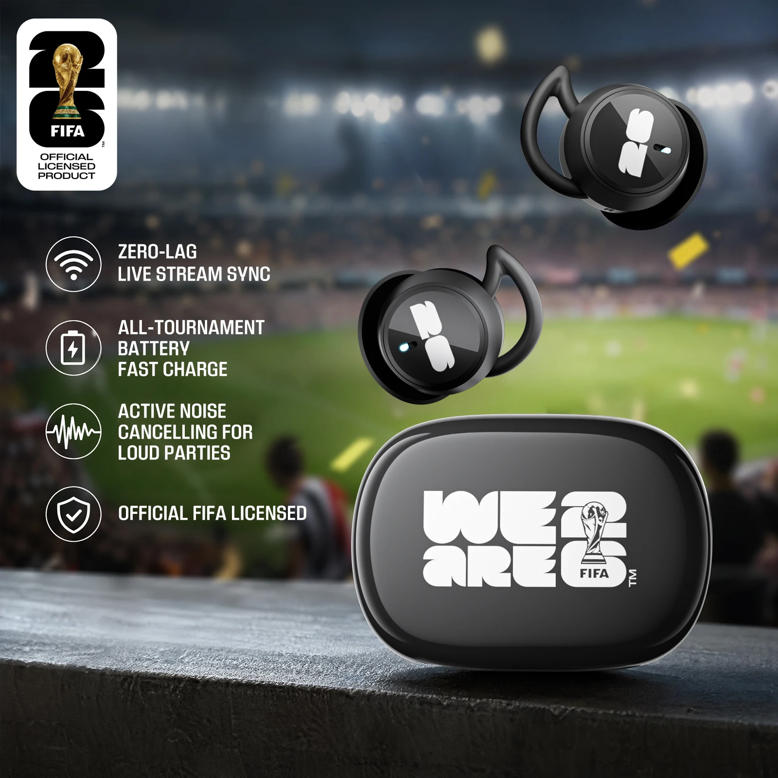 Фото Беспроводные Bluetooth-наушники, официальные лицензионные наушники FIFA 2026 World Cup с низкой задержкой и шумоподавлением, для сна, подарок для футбольных фанатов F26E06 №1