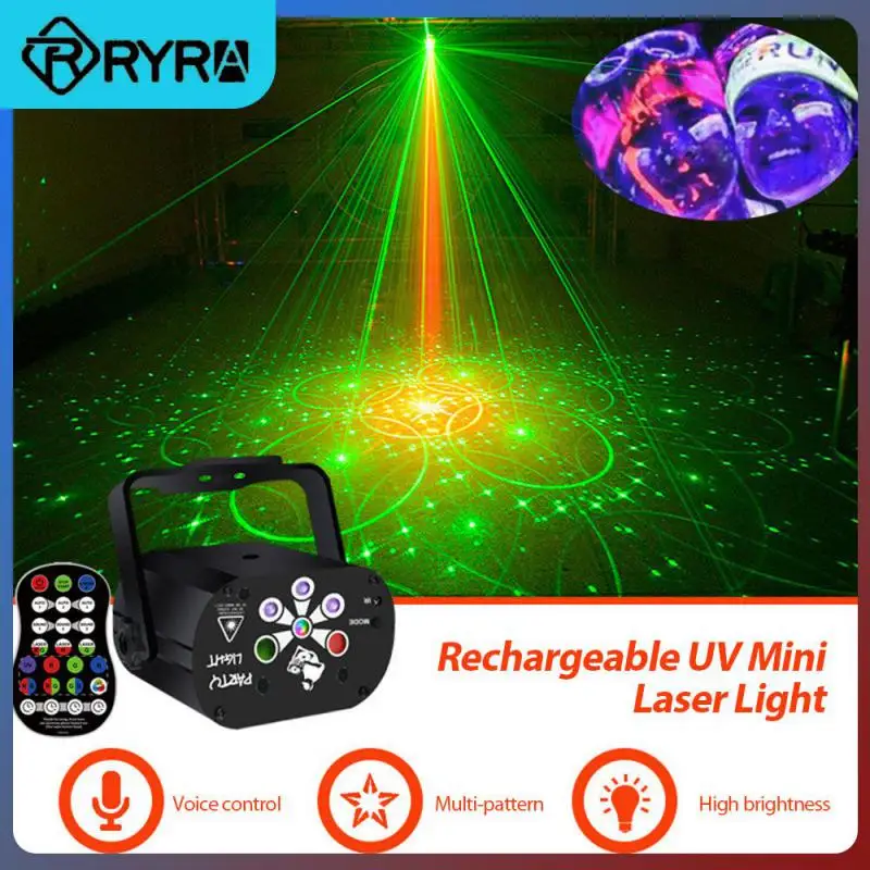 

Миниатюрный RGB-проектор для дискотеки, сценическое освещение с аккумулятором USB, светодиодный лазерный прожектор для сцены с голосовым управлением, освещение для свадьбы, дня рождения