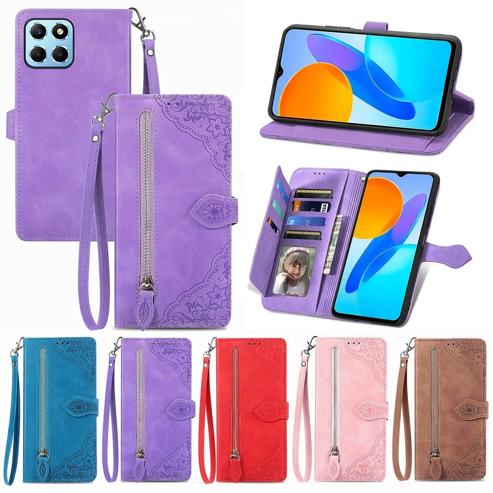 

for Honor X8 5G Case Cover coque Flip Wallet Mobile Phone Cases Covers Sunjolly for Huawei Honor X8 5G Cases for Honor X8 Cover