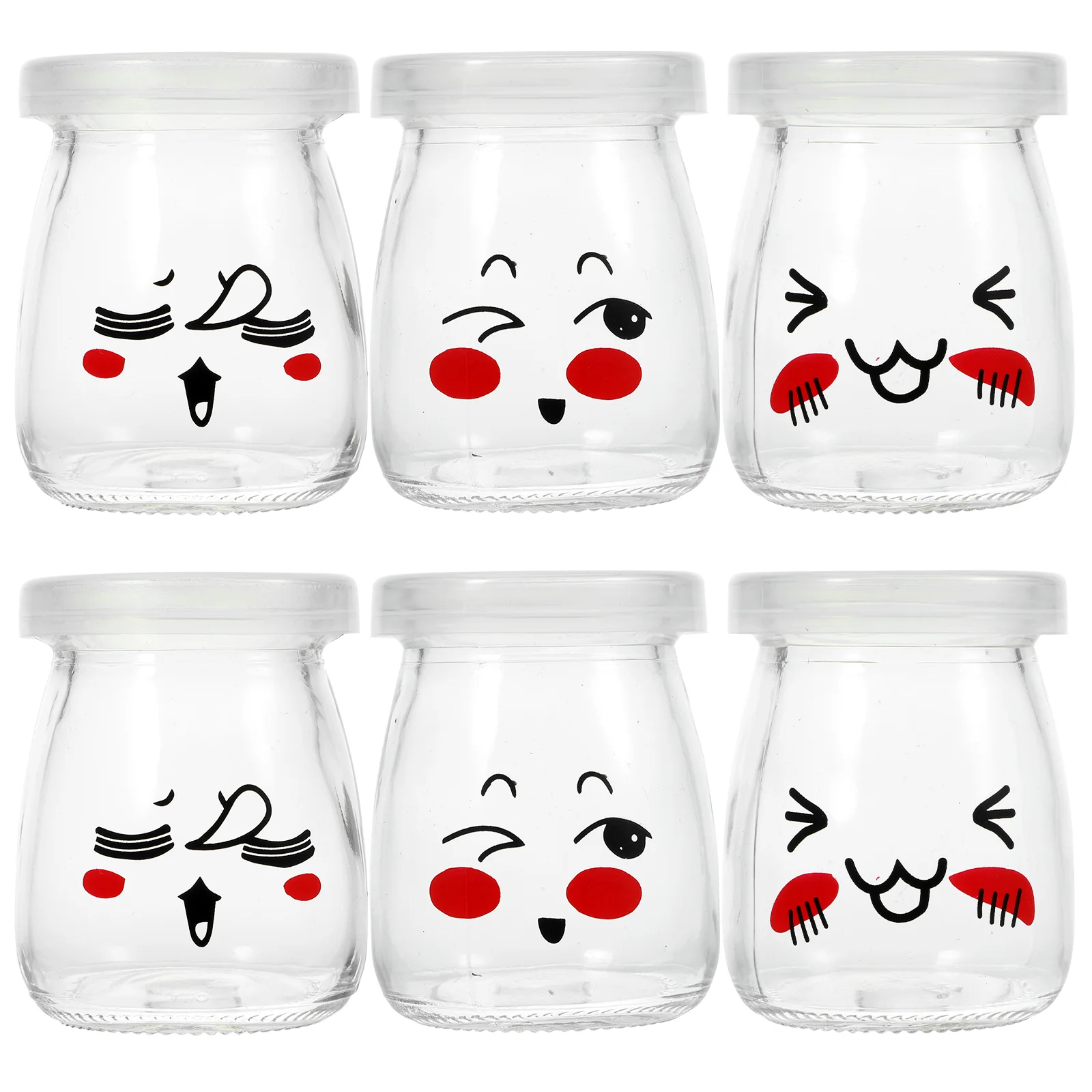 6 Pcs Bottle Jam Jars 100ML Glass Bottles Yogurt Pudding Pac