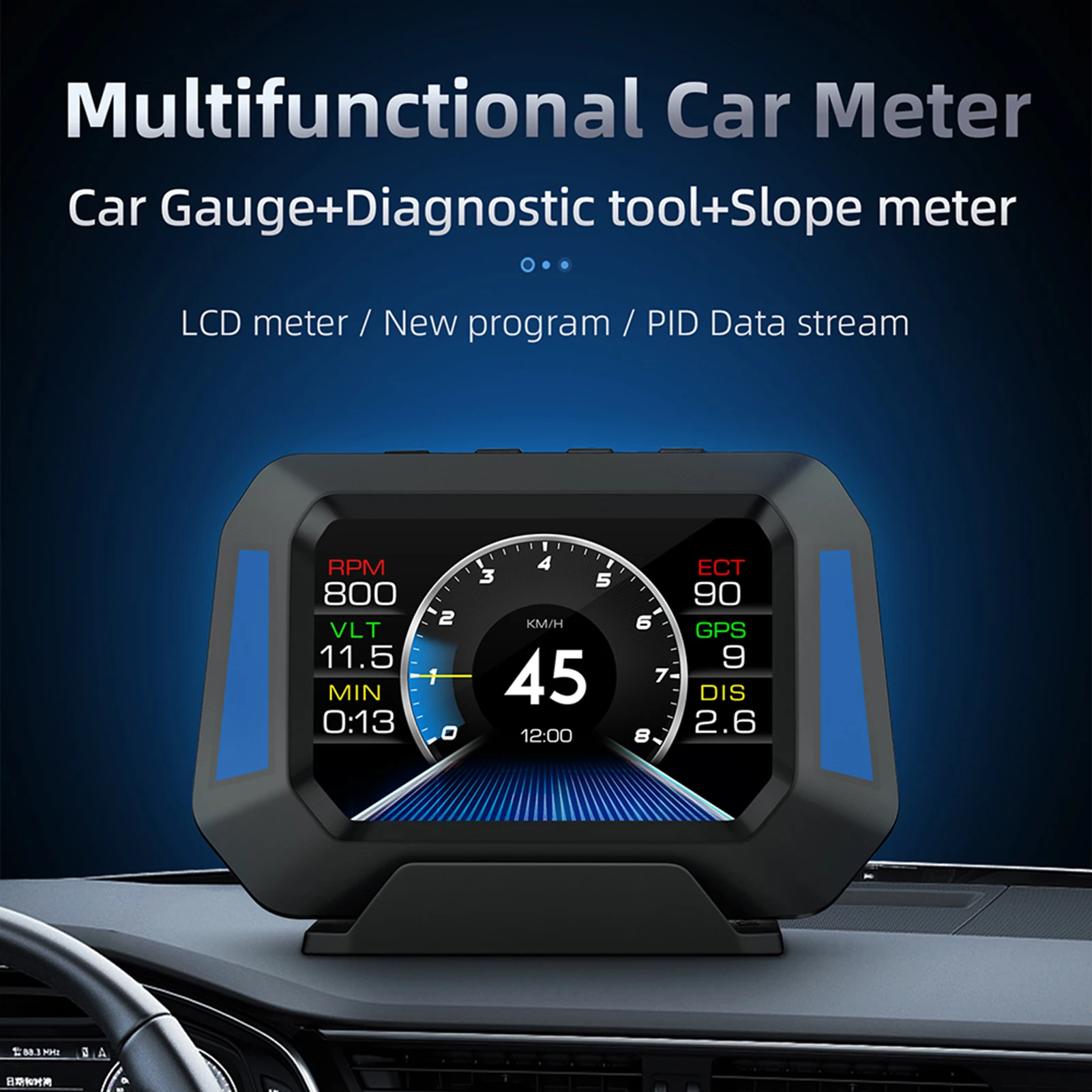 

Car Head-up Display OBD Universal Car Inclinometer Level Tilt Mete Updated GPS Speedometer Real-Time Monitor Satellite