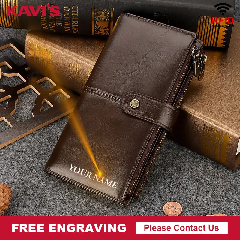 

New Genuine Leather Wallet Fashion Coin Purse For Ladies Women Long Clutch Wallets With Cell Phone Bags Card Holder Men Bag