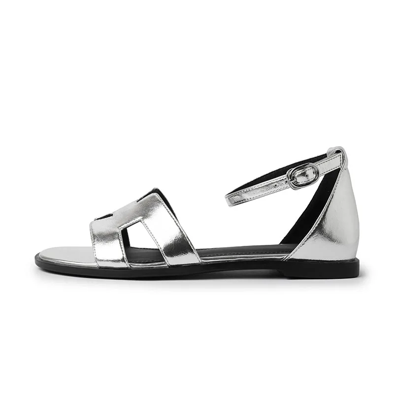 

Женские сандалии с ремешком из воловьей кожи, на плоской подошве