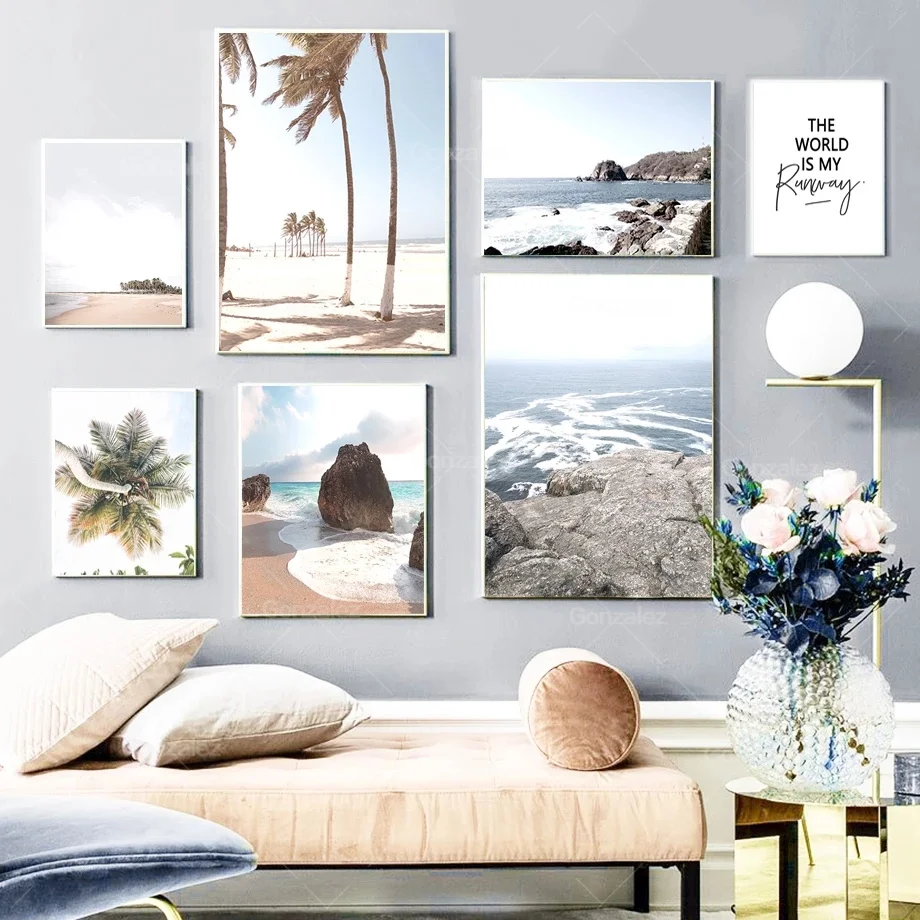 

Seascape Poster Wall Art Canvas Print Scandinavian Beach Scenery Picture Home Decor Painting Nordic Poster Living Room Design