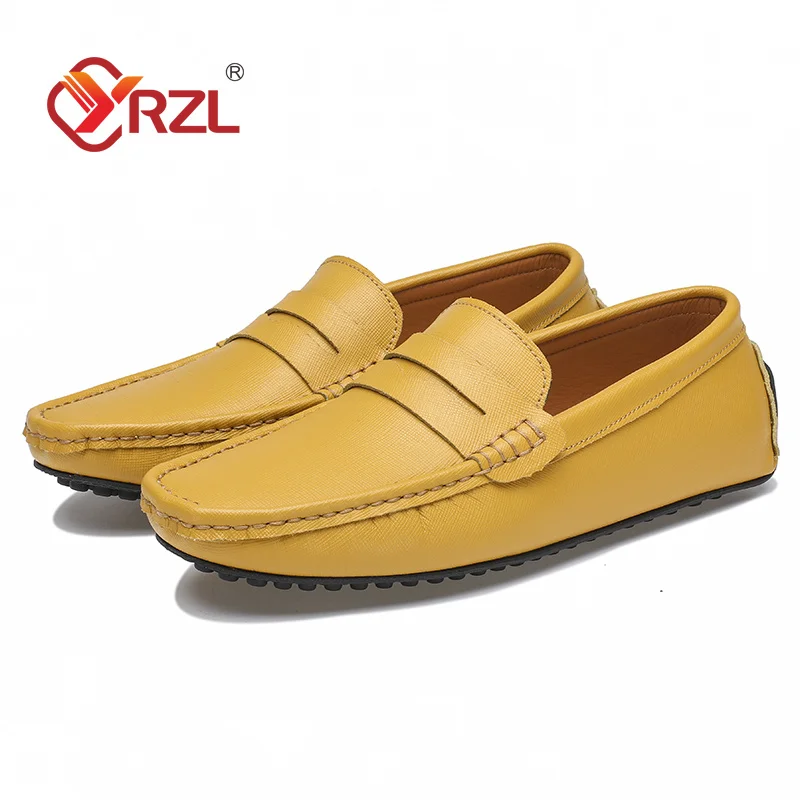 

YRZL British Style Men’s Loafers Casual Leather Loafers Plus Size 39-49 2023 Summer New Fashion Soft Flat Driving Shoes for Men