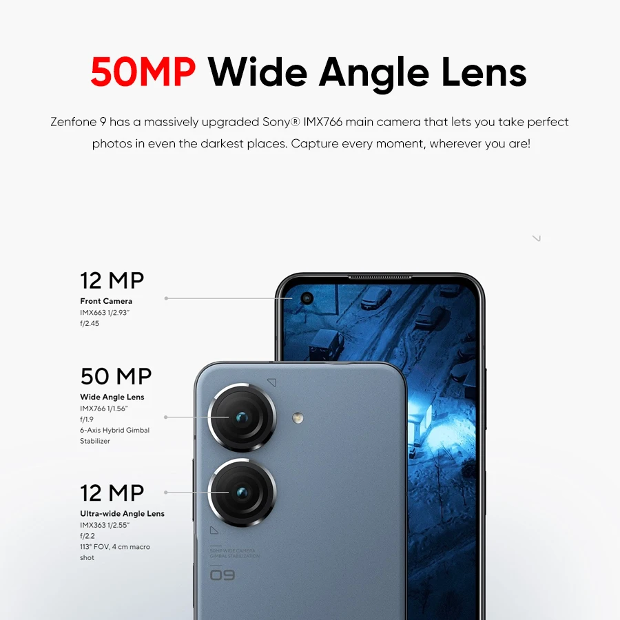2022 New ASUS Zenfone 9 5G Smartphone Snapdragon 8+ Gen 1 120Hz Super AMOLED Display 30W Fast Charging 50MP Main Cameras Phone