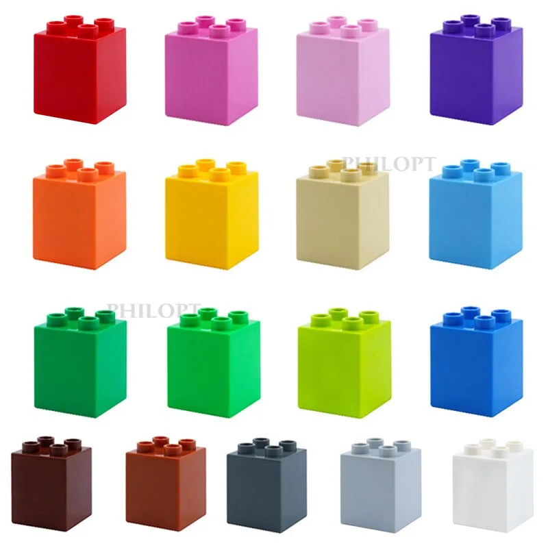

36PCS/LOT Double High Bricks 2x2 DIY Classic Education Big Building Blocks Compatible Large Brick MOC Plastic Toys Kids Gifts