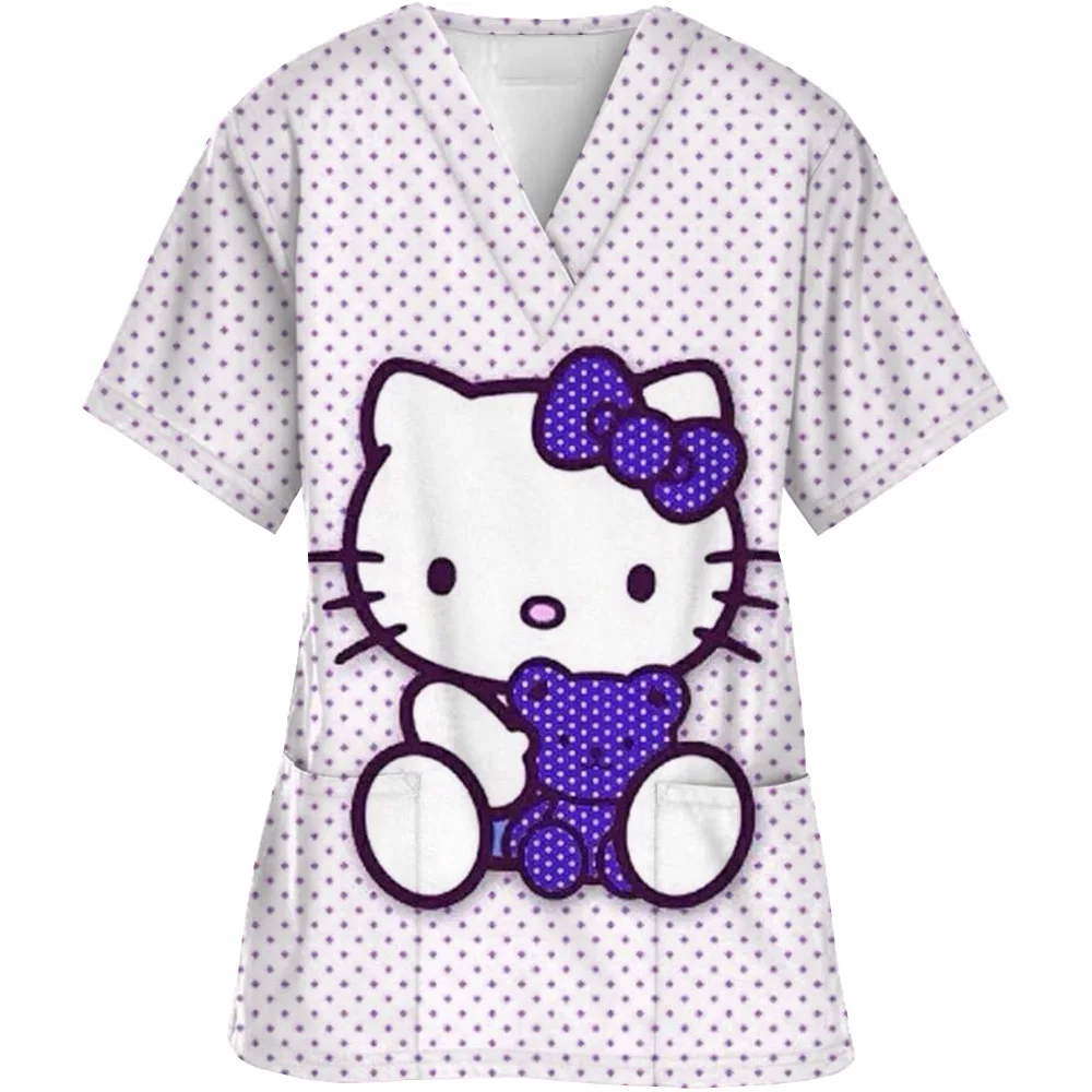 2024 топы-скрабы с принтом Hello Kitty женская рабочая форма для стоматолога униформа