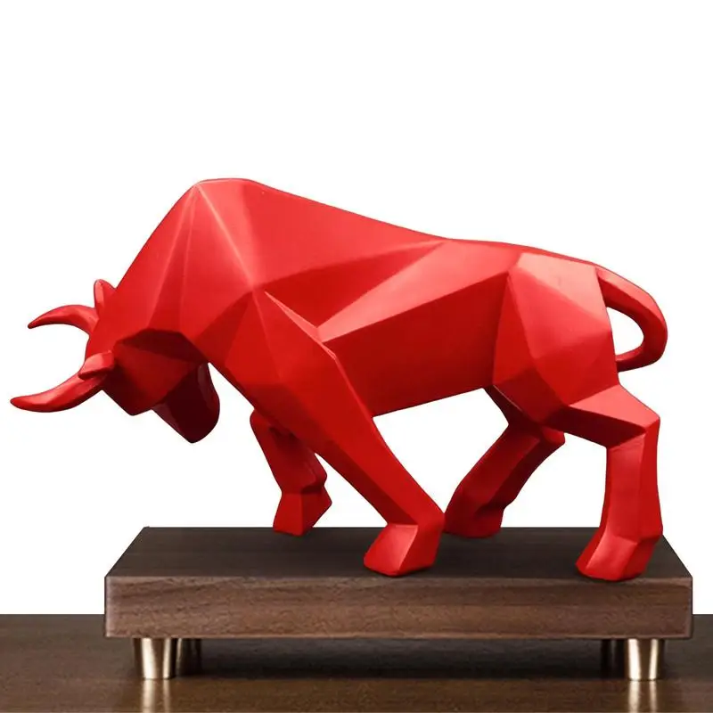 

Bull Sculpture Abstract Bull Figurine Home Decor Resin Animal Sculptures Tabletop Decoration for Home Office Stock Market Decor