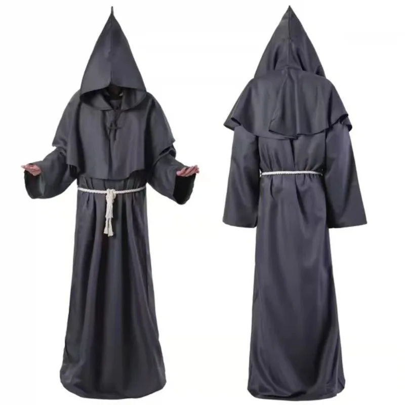 

Medieval Halloween Costumes Death Ghost Vampire Demon Christian Friar Robe Witch Wizard Cloak Cape Party Priest Costume Cosplay