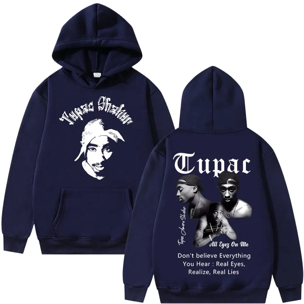 Rapper Tupac 2pac Shakur All Eyez on Me Hoodie Men Women Fashion Hip Hop Vintage Hooded Sweatshirt Men's Loose Oversized Hoodies