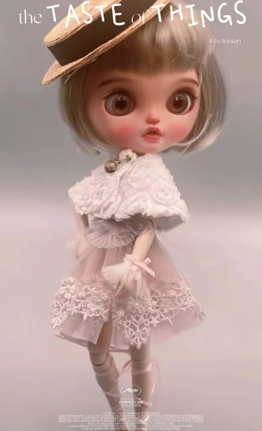 Фото Элегантное розовое платье Blythe/landoudou, 2 шт. + накидка с белой розой (подходит для Lulu,ymy24,Ob22,24,zone, Jenny) №4