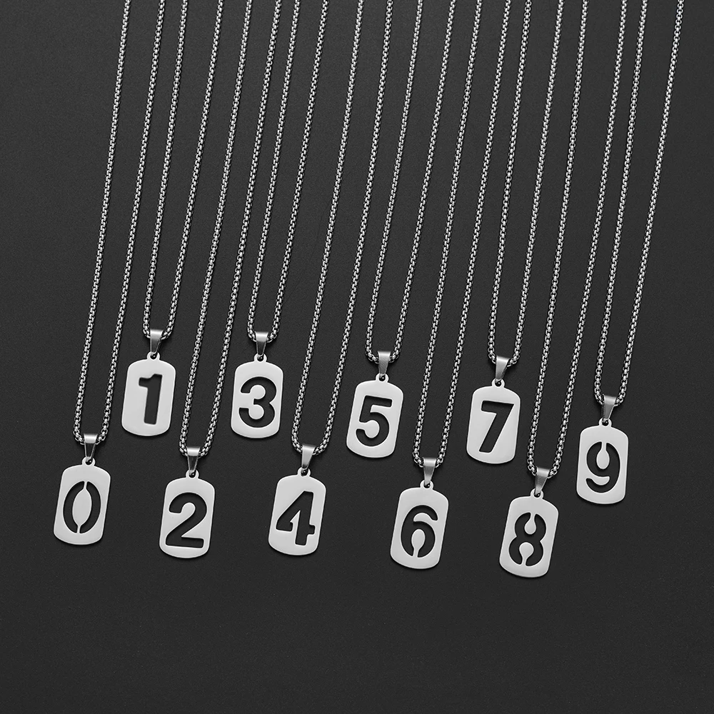 Ожерелье Jisensp из нержавеющей стали с цифрами ангела 0 1 2 3 4 5 6 7 8 9