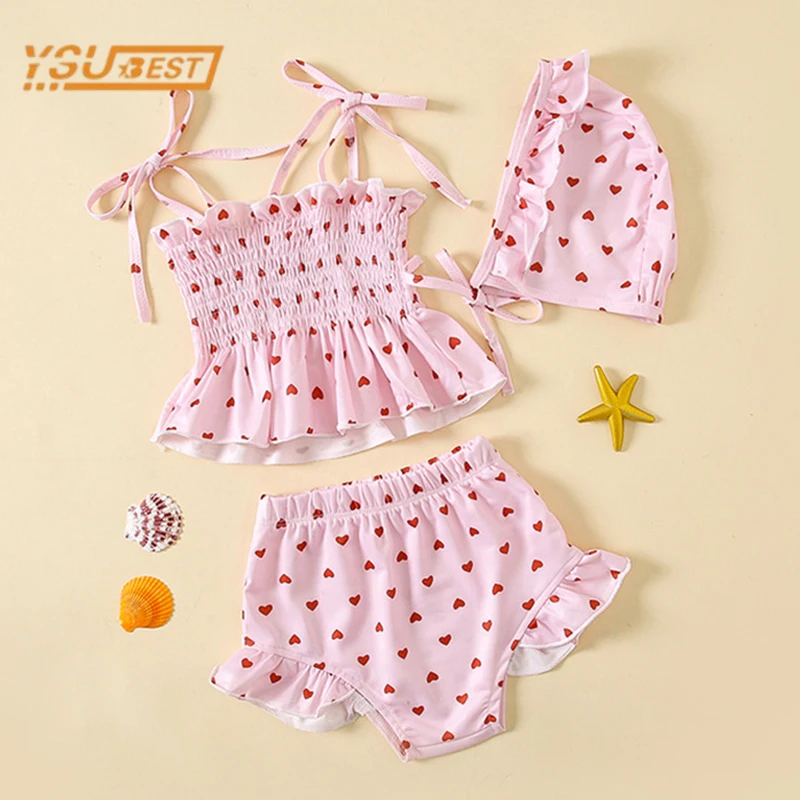 

Купальник для маленьких девочек, летняя детская одежда, купальник с разрезом и сердечками для маленьких девочек, милая детская одежда, купа...