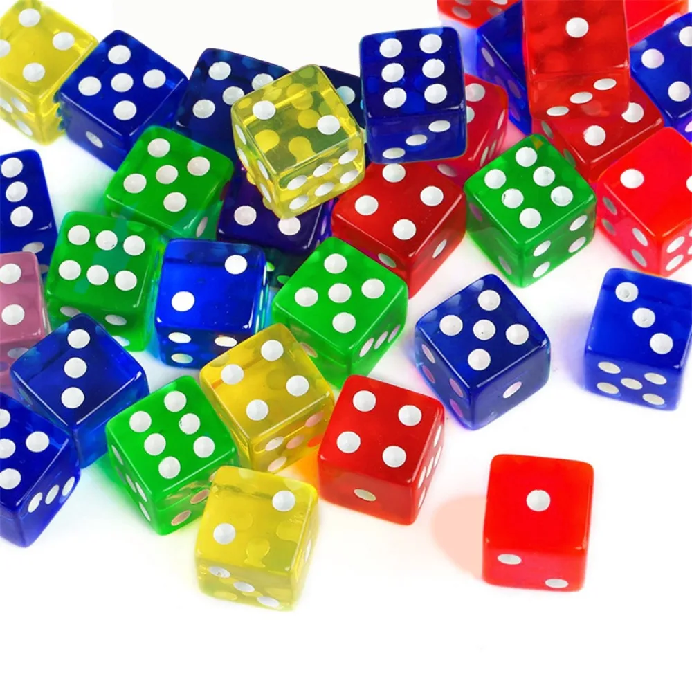 

10 шт./набор, прозрачные цветные кости, 16 мм