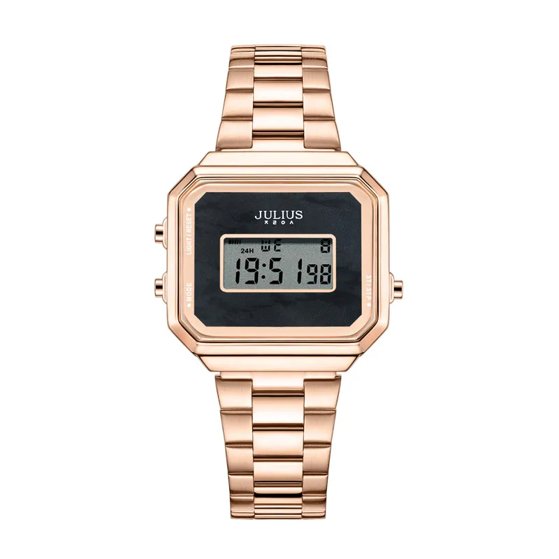 JULIUS Watch JA-1347 Square Face Women Digital Fashion Sport Wristwatch Alarm 24 Hour Week Date Dropshipping
