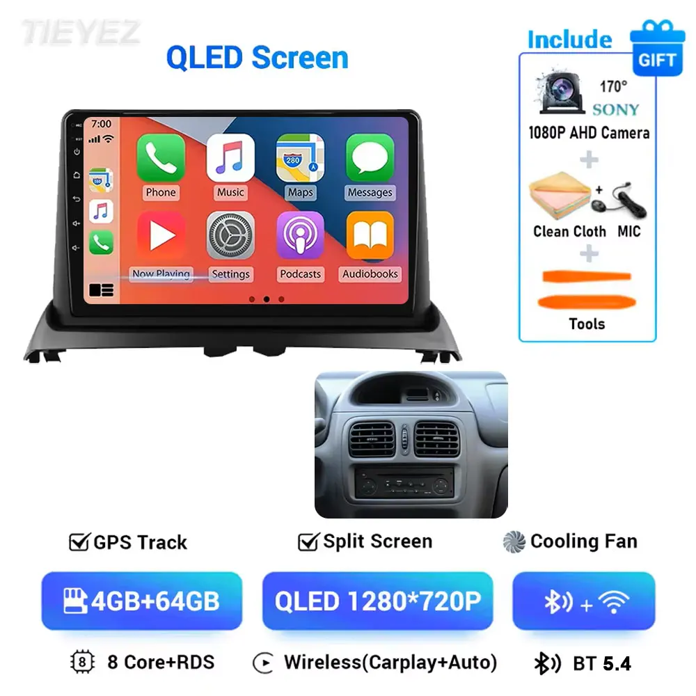 

Автомобильный радиоприемник Android 15, навигационный плеер для Renault Clio 2 BB CB MK2 2000-2012 2K QLED Carplay, авто стерео GPS, видео DSP 4G WIFI