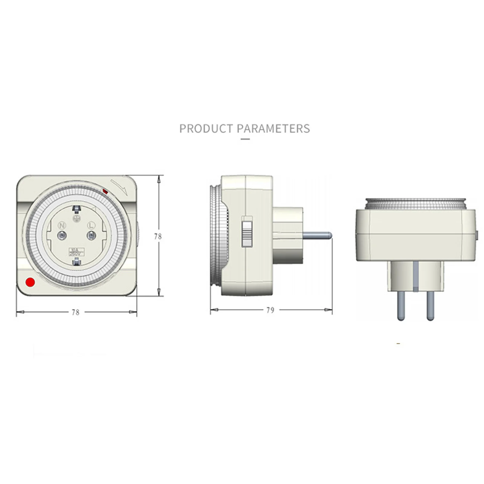 

Mechanical Timer Socket 16A 1pc 230V 50HZ 3.15*3.15*2.75inch 3600W 8*8*7cm Automatic European Standard Brand New