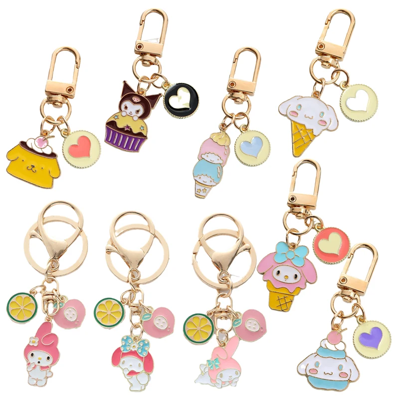 

Sanrioed Мультфильм Аниме фигурки Kuromi Cinnamoroll Purin собака My кукла Мелоди брелок модели игрушки Kawaii милый кулон брелок подарки