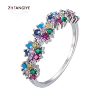 trendy women ring 925 silver jewelry with colorful zircon gemstones finger rings for wedding party gifts accessories wholesale