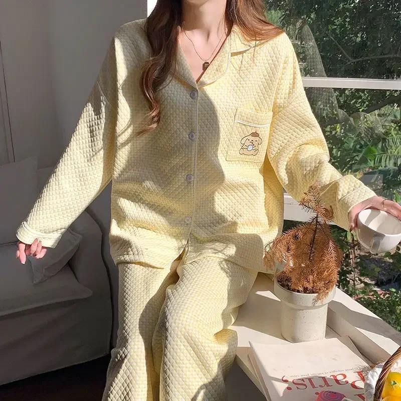 Sanrio осенне-зимний теплый помпон с длинными рукавами Purin воздушный хлопок