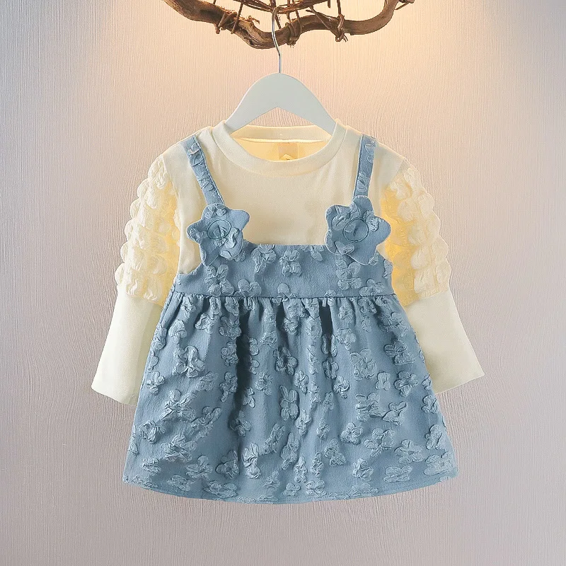 

Girls Autumn Dress Clothing Children Flower Long Sleeve Princess Dress Baby Girl Clothes 1-3 Years
