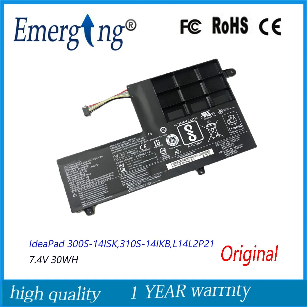 Новый оригинальный аккумулятор L14L2P21 для ноутбука Lenovo IdeaPad 300S-14ISK 310S-14IKB L15M2PB1 L15C3PB1, 7,4 В, 30 Вт/ч