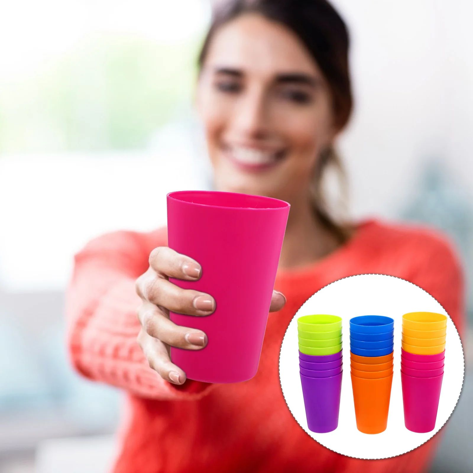 

Colorful Drinking Cups Reusable Plastic Coffee Juice Beverage Cups Water Mugs Tumbler Picnic Travel Party Drinkware