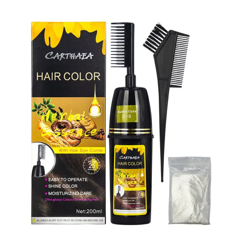 

200ml Organic Herbal Shine Hair Color Moisturizing Fast Hair Dye Comb Design Long Lasting Cream Styling Health Safe