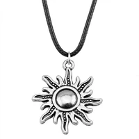 vintage silver color tiny sun sunshine pendant necklace for women retro rope chain choker female jewelry party gift