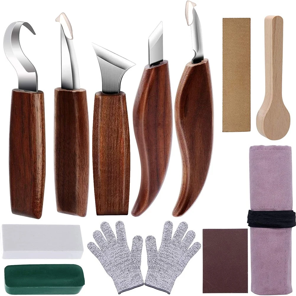 Herramientas de tallado de arte DIY, cuchillo de gancho de cincel de mano, cortador para esculpir madera, Peeling, cortador para esculpir, 1/3/5/7/10/12 Uds.