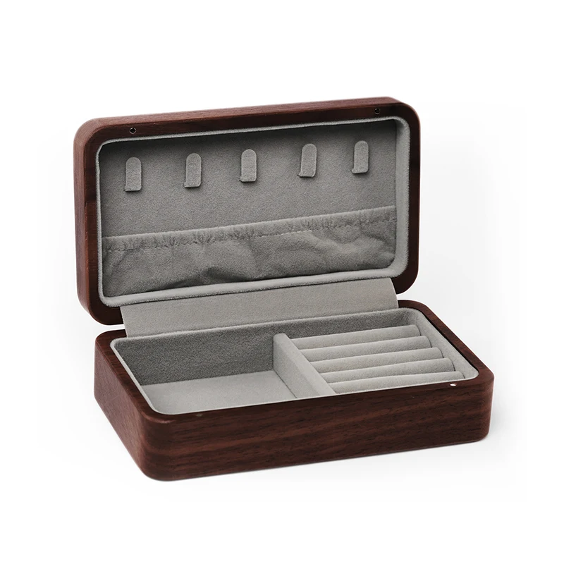 

Luxury Vintage Jewelry Box Storage Organizer Case Wood Black Walnut Travel Jewelry Storage Box Earrings Display Hanging Necklace