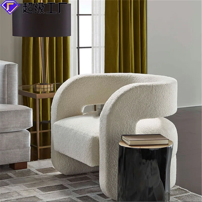 

Nordic minimalist fabric single sofa chair designer hotel living room leisure chair club sales office reception single chair