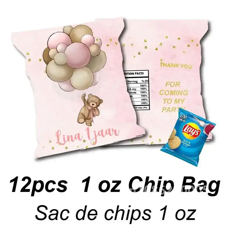 Розовый медведь воздушный шар мешочек для сока этикетки клейкая упаковка конфет