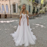 sodigne elegant a line wedding dresses tulle appliques off the shoulder beads flower corset bridal gowns 2022