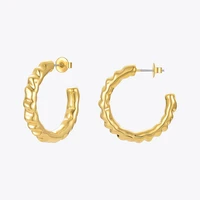 enfashion curved c shape piercing hoop earring for women brincos gold color earrings 2021 fashion jewelry friends gift e211240