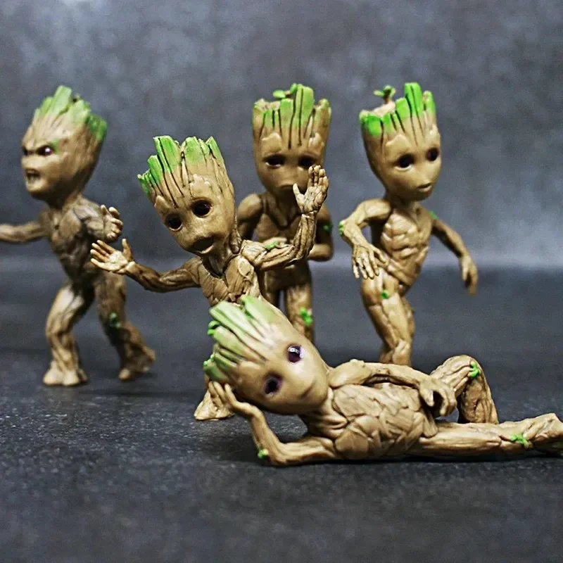 

Аниме Мстители Альянс ручной работы 5 эмотиконов маленькие фигурки деревьев модели коллекционных персонажей аниме настольные украшения сцена