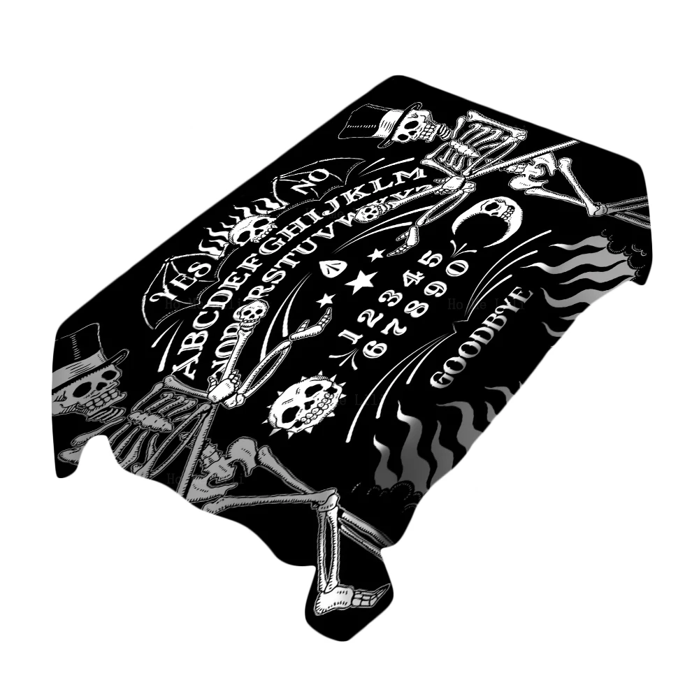 

Black And White Funny Skeleton Magical Ouija Board Tattoo Gothic Punk Rectangle Tablecloth By Ho Me Lili For Tabletop Decor