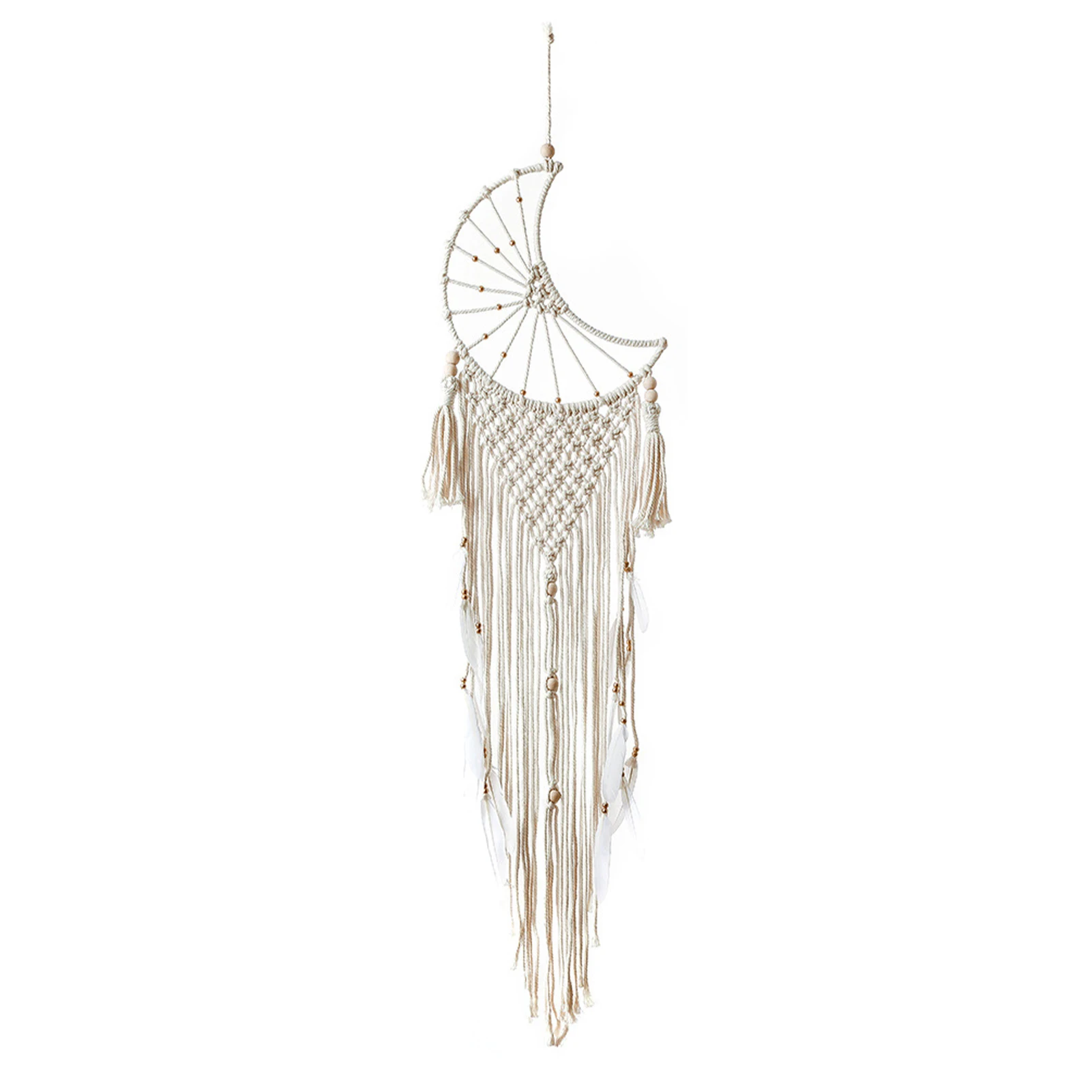 

Handmade Tapestry Crochet Gift Wall Hanging Art Craft Macrame Woven Long Tassel Crescent Moon Dream Catcher Home Decor Ornament
