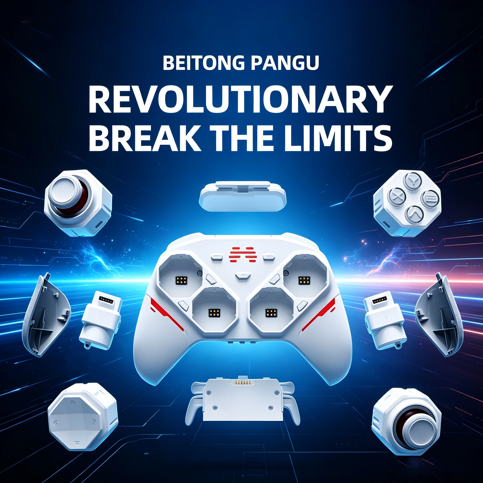 Фото Модульный беспроводной игровой контроллер BEITONG PANGU, настраиваемая конфигурация, сменные модули для ПК/NS/мобильных устройств/Steam №2