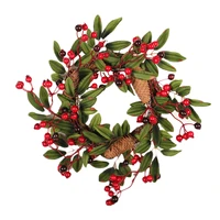 christmas wreaths artificial berries natural pine nuts garlands home party decoration artificial flower wreaths