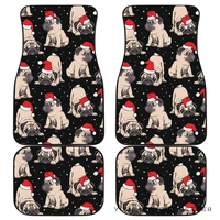 christmas pugs santa_s red cap pattern front and back car mats 045109